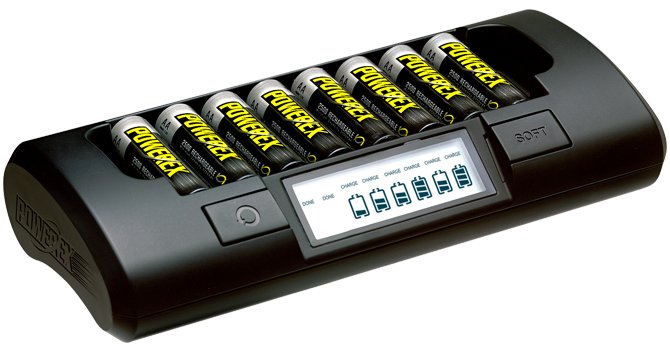 Grote oplader voor 8 batterijen